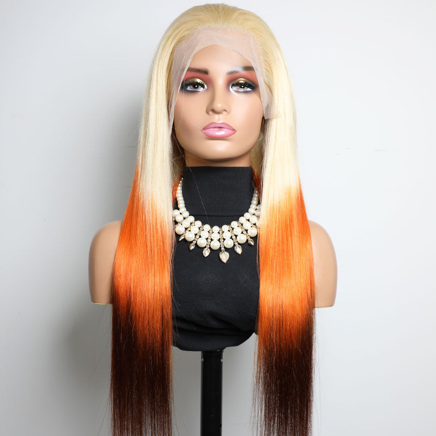 T613/OR/4 Lace Front Straight Human Hair Wigs